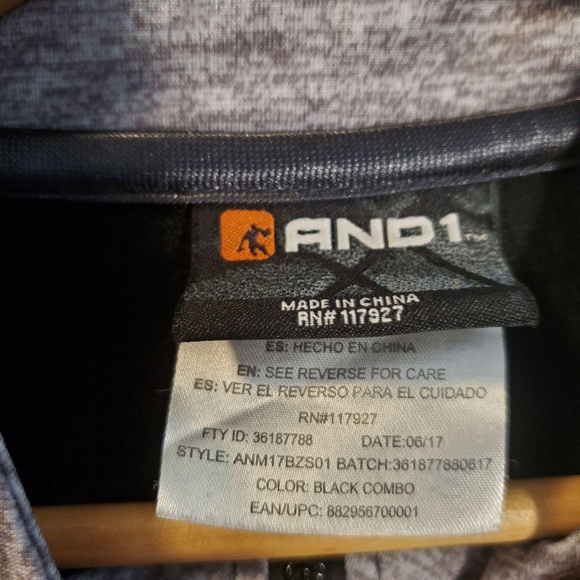 And1 Mens Full Zip Black and Gray Jacket Size XL - Picture 7 of 7